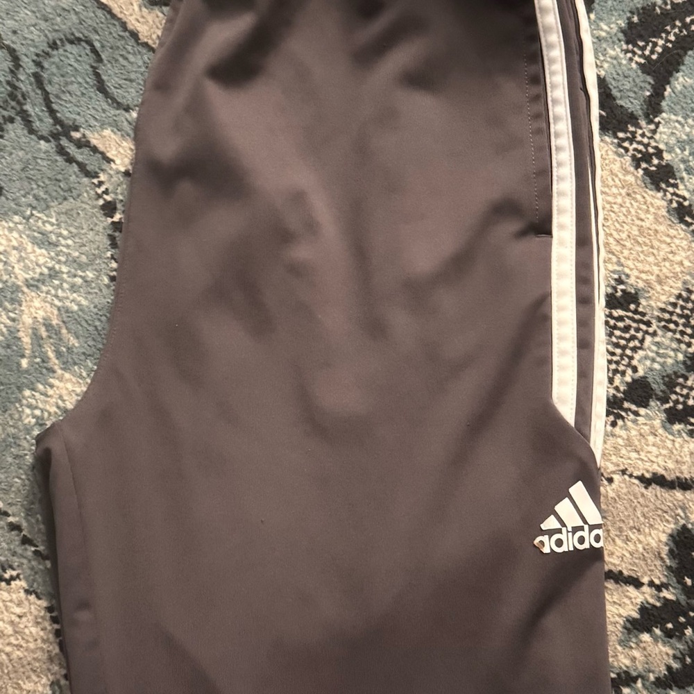 Adidas Kids Grey Joggers with White Stripes